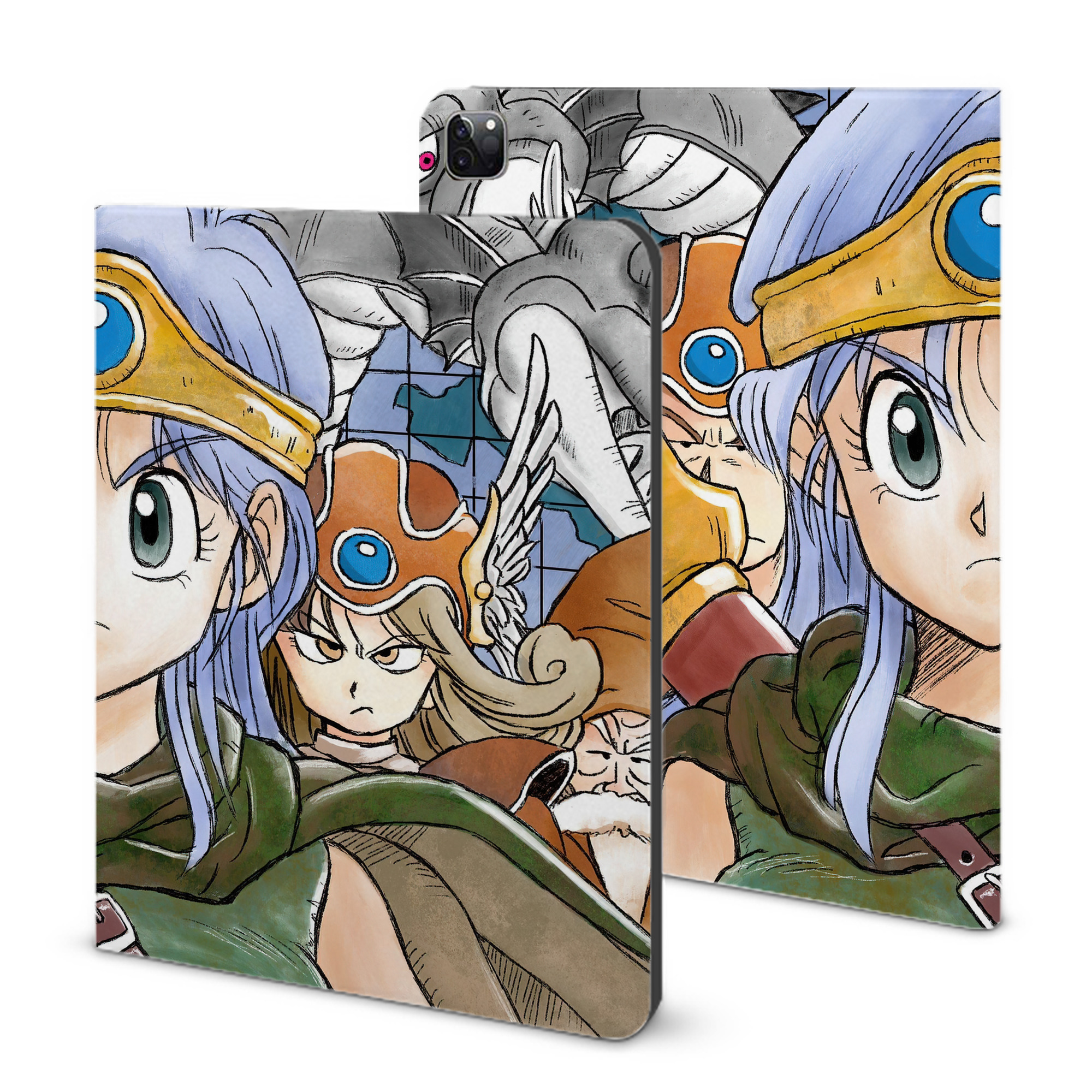 （画像用） ドラゴンクエスト Doragon Kuesuto Dragon Quest IPad ケース ブック型 PUレザー TPU 耐衝撃 軽量 薄型 ペン収納なし 全面保護 IPad 各モデル対応